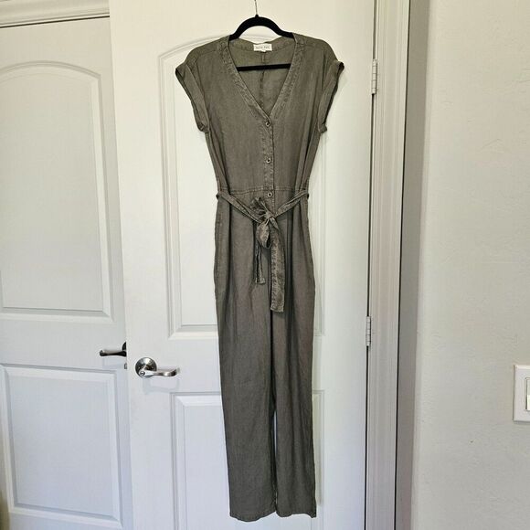 Bella Dahl green short sleeve Size S Jump suit with pockets & waist belt 017 - Picture 7 of 14